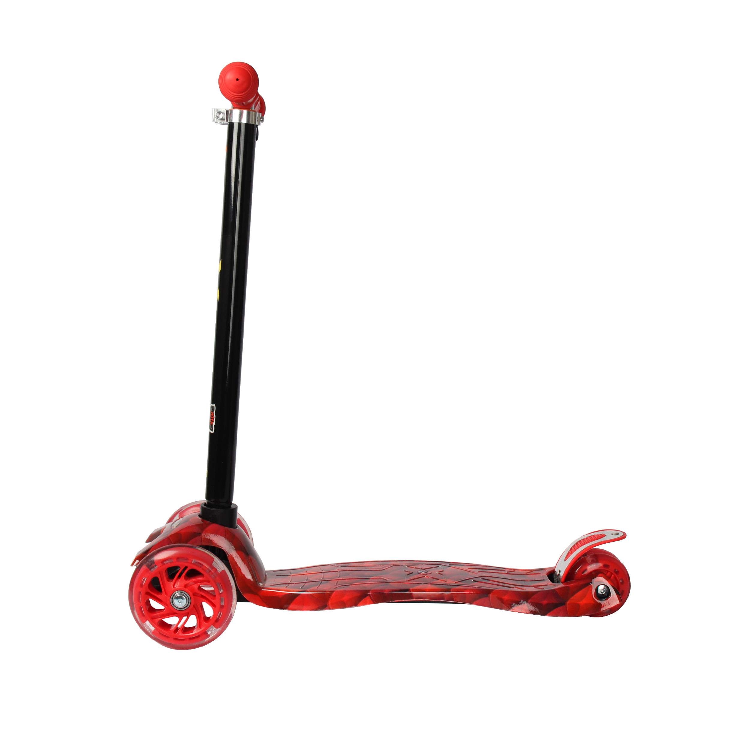 Самокат трехколесный для детей от 3-х лет Yeenot GT4108P54, нагрузка до 50кг, вес 2.3кг, светящиеся колёса PU116мм, цвет красный Дракон БК/уп10