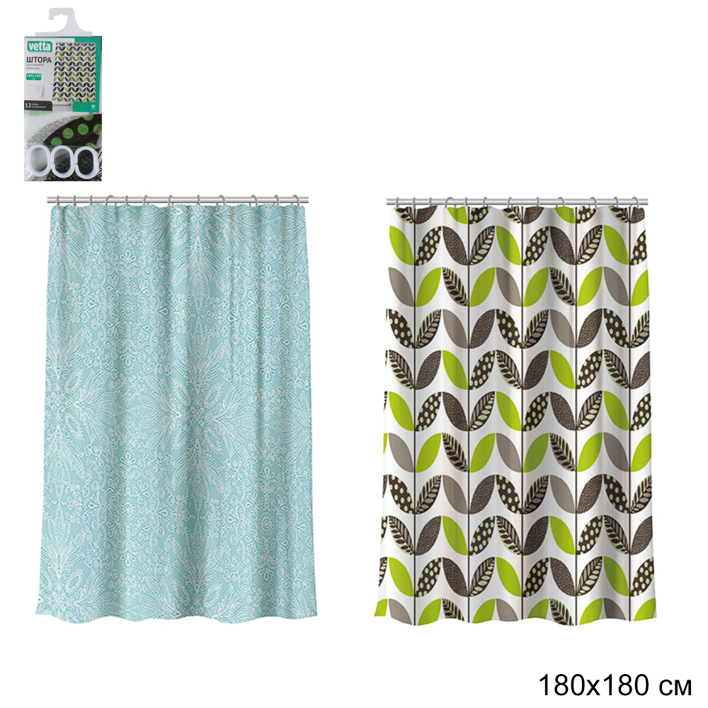 Шторка для ванной 180х180 см Цветущий сад / 461-525 /уп 10/