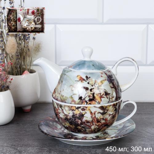 Чайный набор 3 предмета чайник, кружка, блюдце  / RT-111 /уп 35/ Весна  694076
