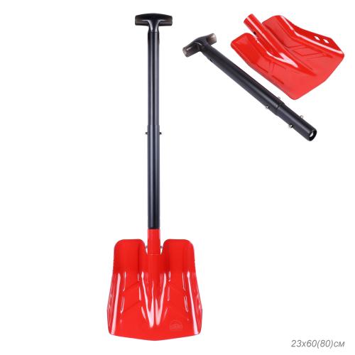 Лопата лавинная алюминиевая ИРЕМЕЛЬ СНЕГОВИК IR174 двухсекционная, T-образная рукоять-телескоп, длина 80/60см, лезвие 24.8х23см, чёрно-красная/уп10