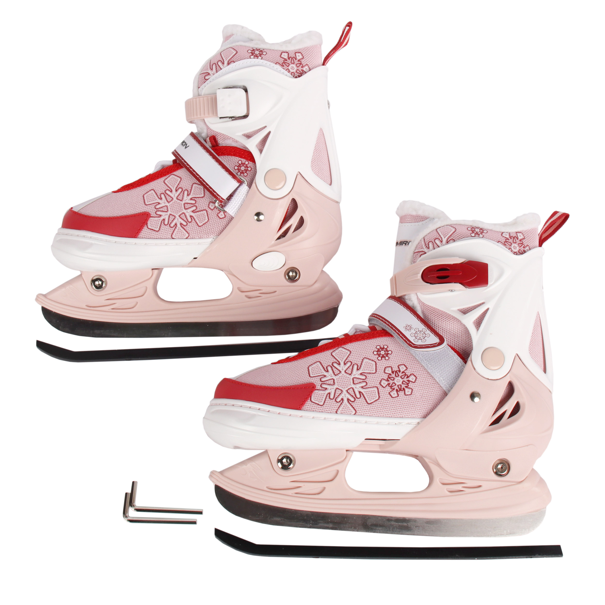 Коньки ледовые раздвижные COMIRON / S /уп 6/ (31-34) розовые