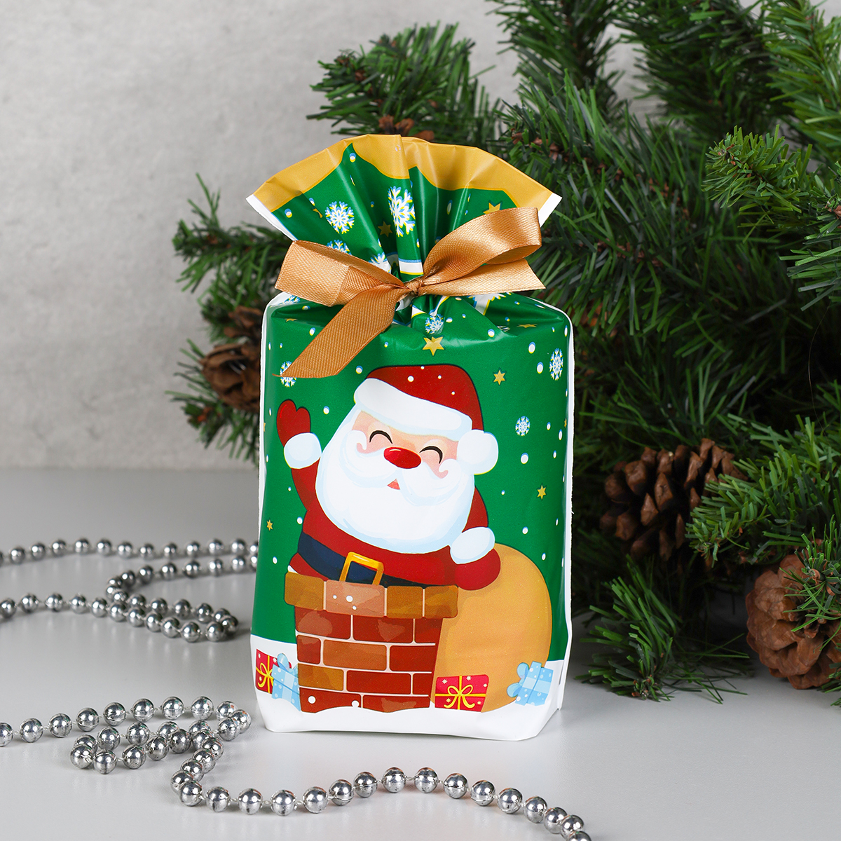 Мешочек подарочный набор 50 штук 15х23 см Новый год / YI1523-29 /уп 20/5 видов