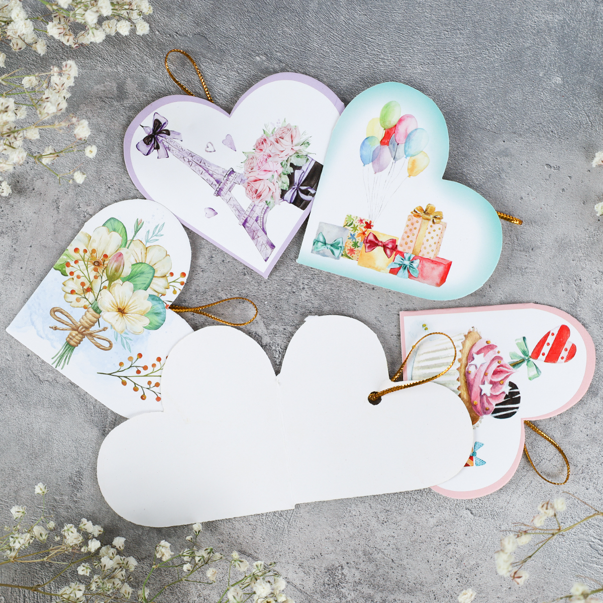 Открытка набор 160 штук Цветы / DE-132 /уп 50/