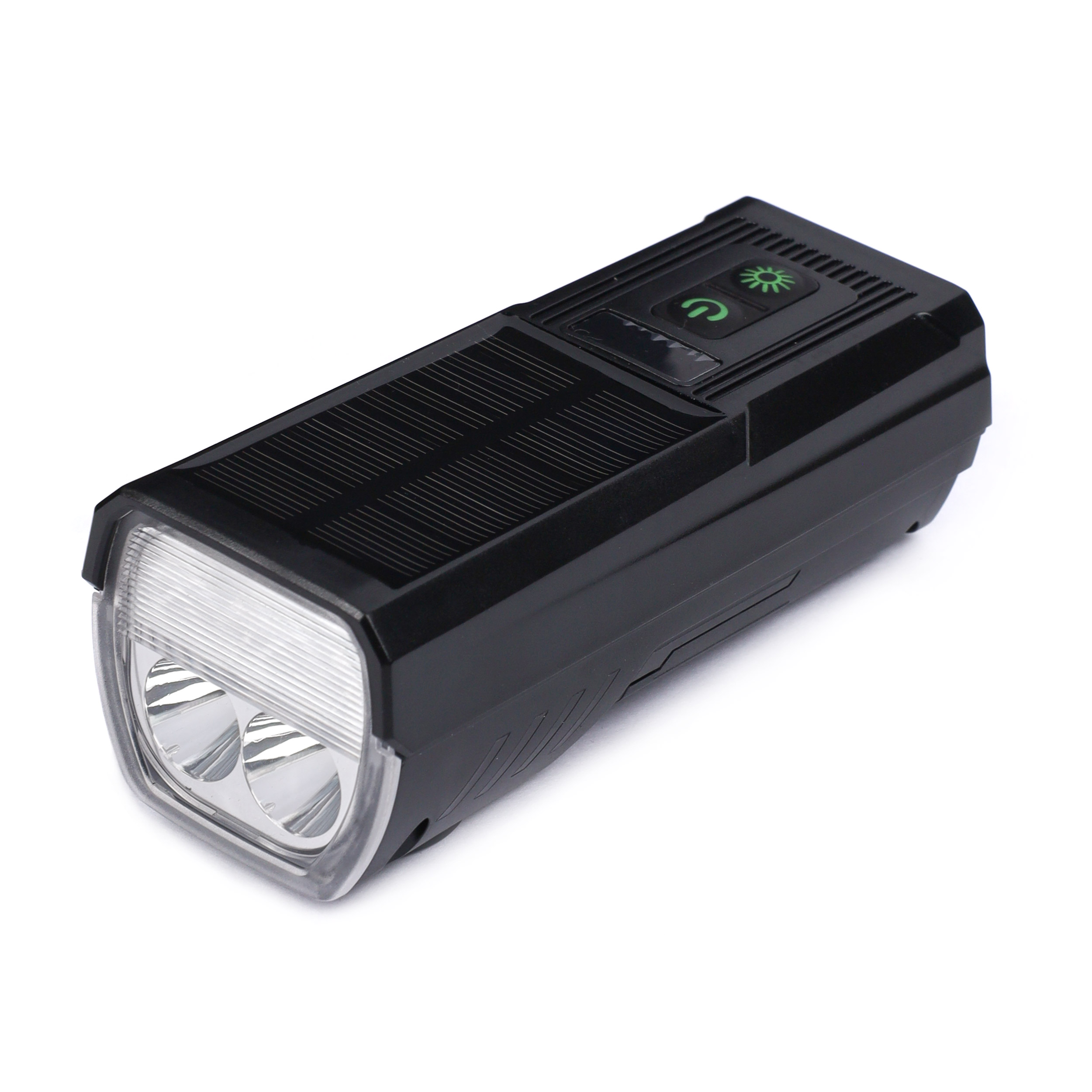 Фонарь передний COMIRON "SOLAR LIGHT", корпус: PC CARBON, свет: LED T6, 1000lm, 4000 mAh, 8 режимов, Type C, солнечная батарея, звонок, 195гр /уп 80/