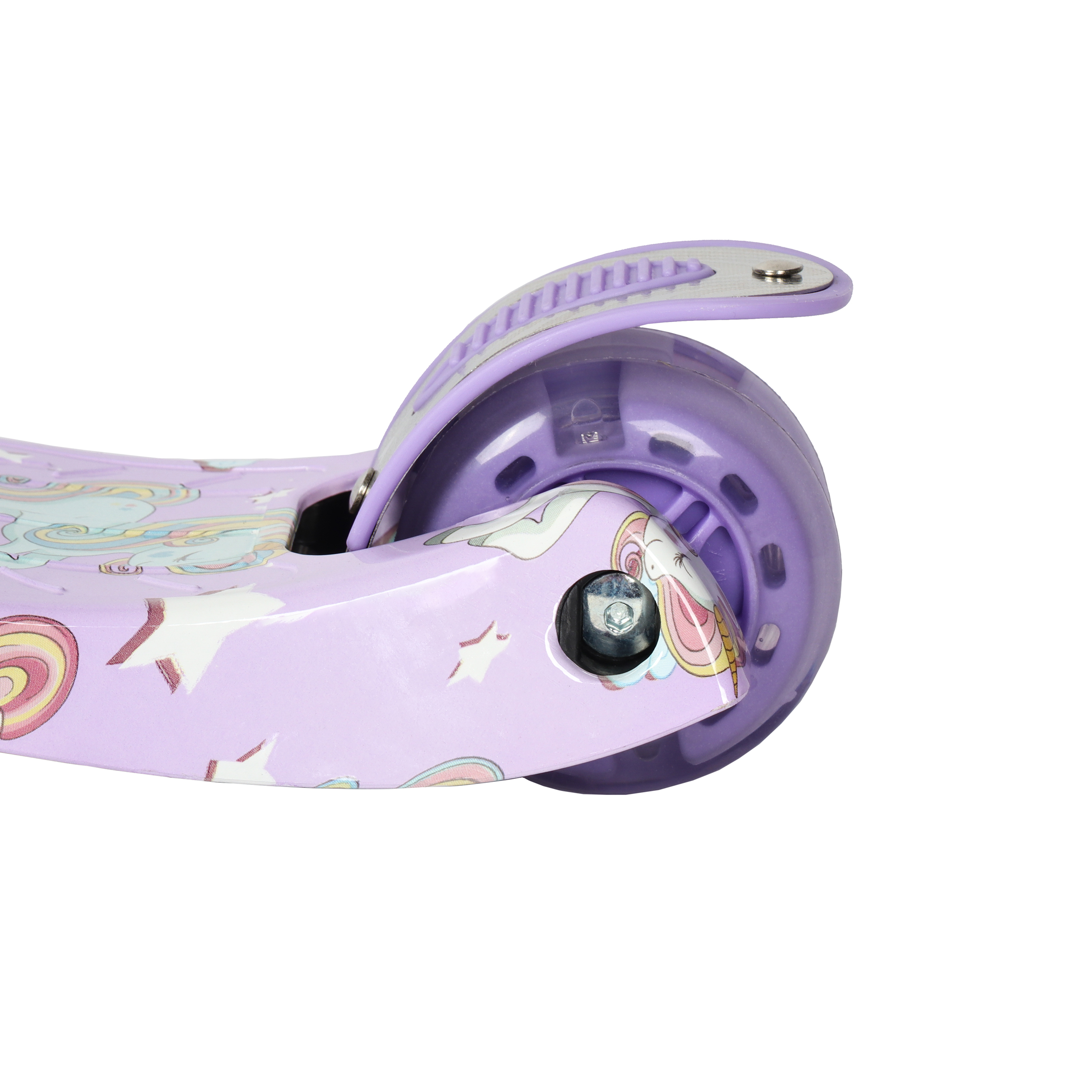 Самокат трехколесный для детей от 3-х лет Yeenot GT4108P51, нагрузка до 50кг, вес 2.3кг, светящиеся колёса PU116мм, цвет сиреневый UNICORN БК/уп10