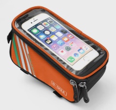 Сумка велосипедная на раму BICYCLE SOUL, с отделением для смартфона, основной отсек на молнии, боковой карман-сетка, оранжевая, 18.5х10х9см. /уп 50/