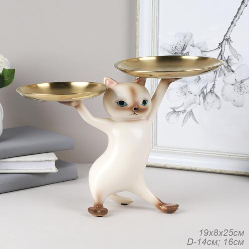 Статуэтка Кошка 25 см / XY603-1 /уп 8/бежевая