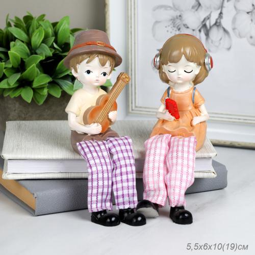 Фигурка Мальчик/Девочка висячие ножки 2 штуки набор 19 см / 5063 /уп 60/