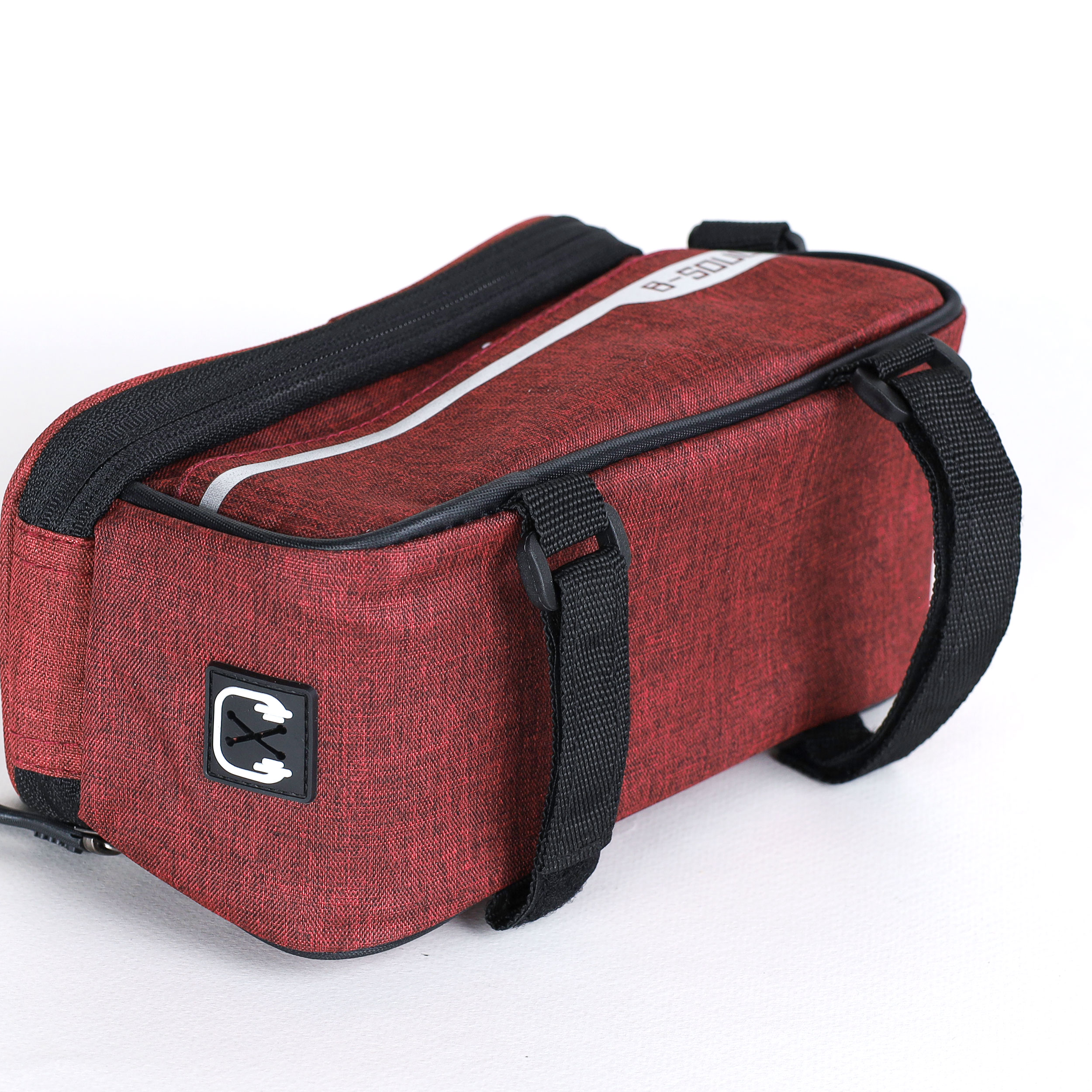 Сумка велосипедная на раму BICYCLE SOUL, с отделением для смартфона 6.0", основной отсек на молнии, бордовая, 21x10.5x9см. /уп 50/