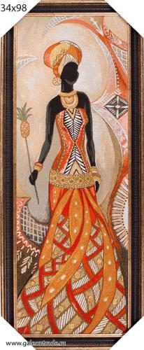 Картина гобелен 34х100 Африканка с ананасом / 10036-6 / иваново