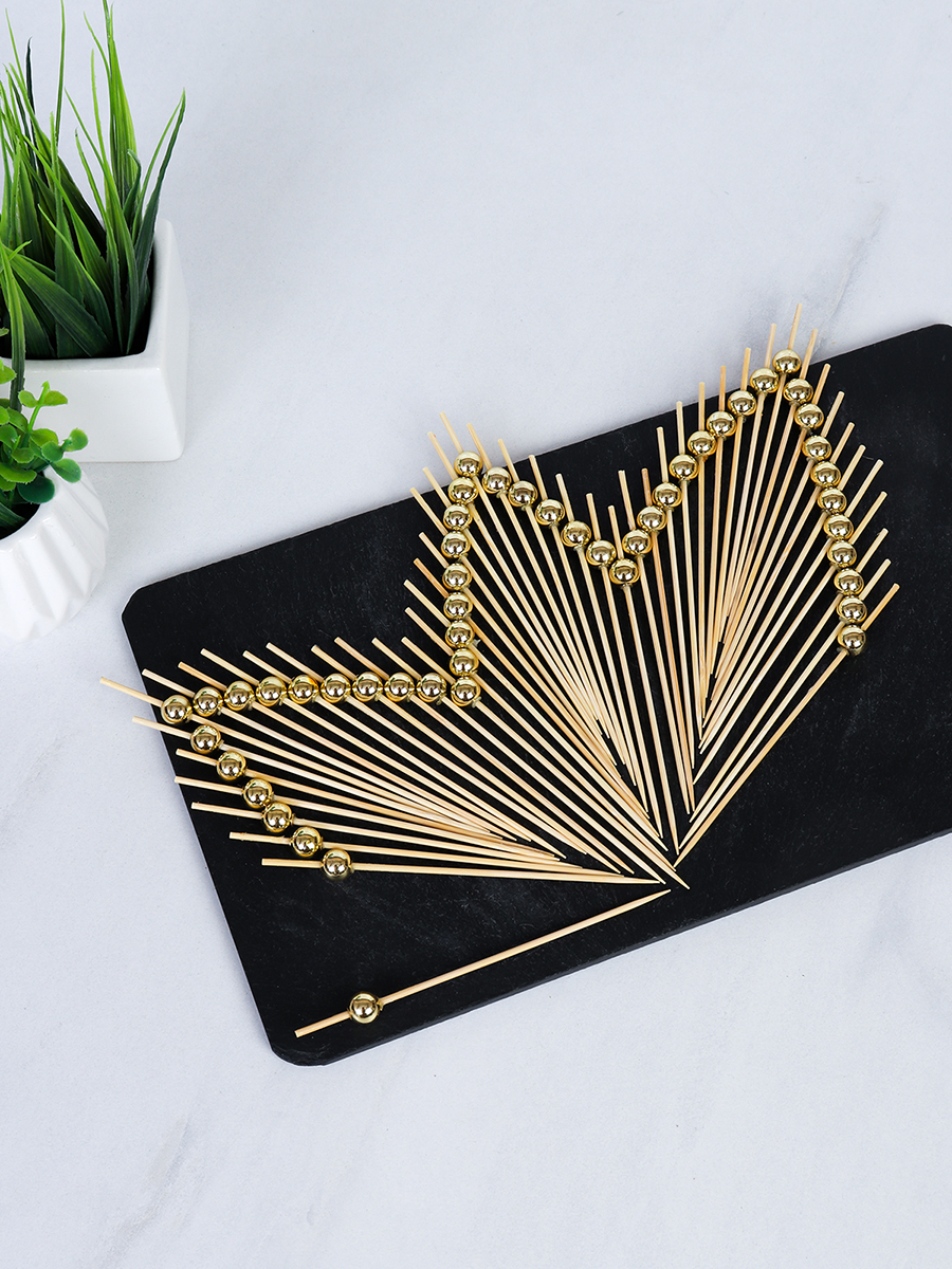 Шпажки бамбуковые 50 штук с декором / S50 /уп 200/