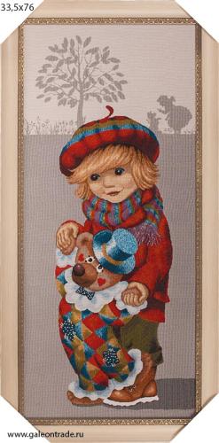 Картина гобелен 34х76 Мальчик с клоуном / 4205C-213А / иваново