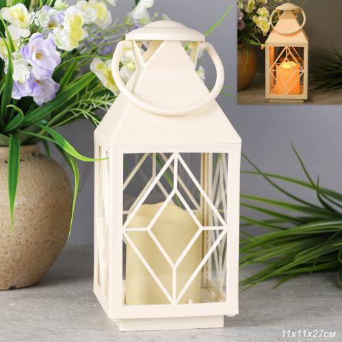 Светильник фонарь настольный Новогодний 27 см белый / YR8241W /уп 30/от батареек