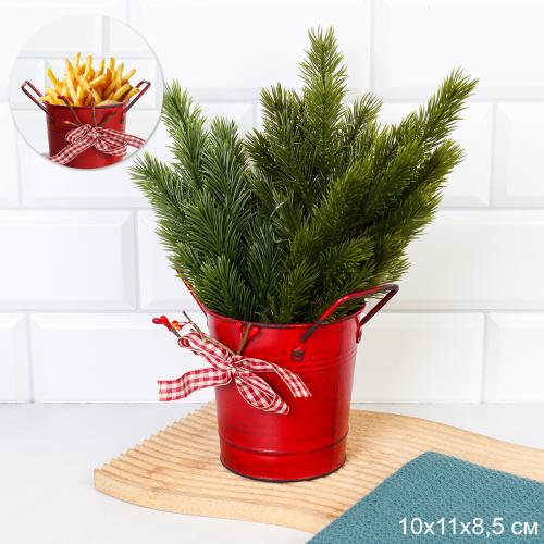 Ведерко для сервировки с эффектом старения 10х11х8,5см/ YW05 /уп 144/ Красное