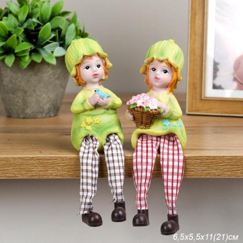 Фигурка Мальчик/Девочка висячие ножки 2 штуки набор / 2006 /уп 96/А