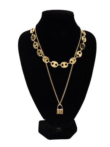 Колье многослойное Цепь 40-50 см / GTP-20 /уп 12/золото