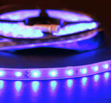 Лента светодиодная 5 м с ВТ SMD3528 220V 60LEDs  IP65/ ГОЛУБОЙ