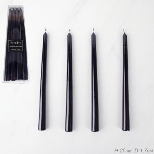 Свеча 4 штуки 25х1,7 см набор / RF-902 /уп 144/ черный / 2 СОРТ ЦАРАПИНЫ