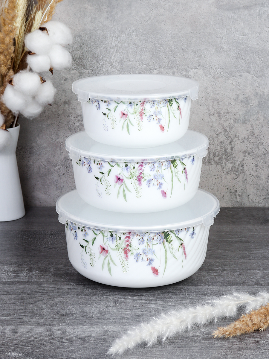 Салатник с крышкой 3 предмета / HDW3B-XN (7521) /уп 12/ Луговые цветы