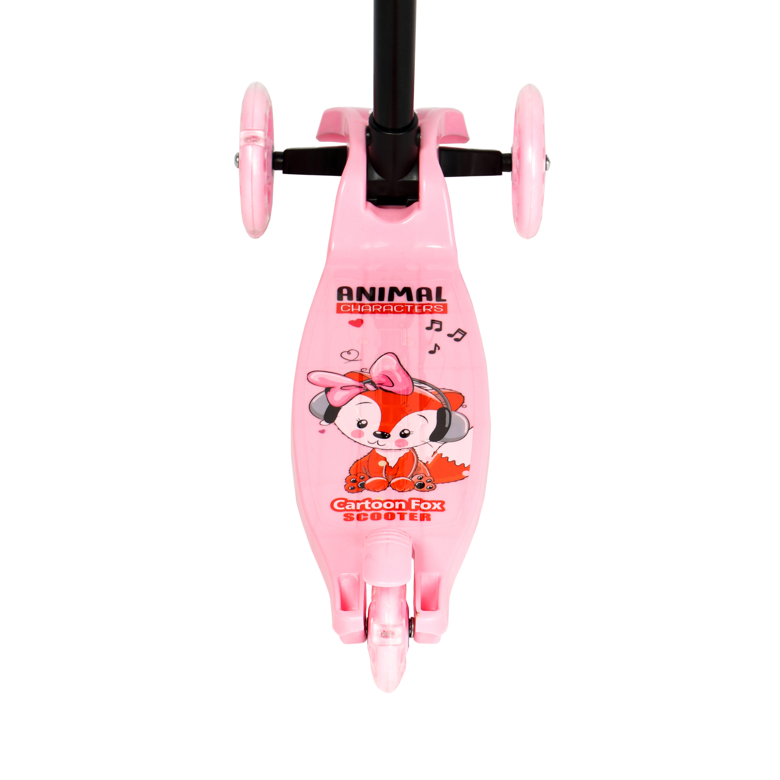 Самокат трехколесный облегчённый для детей от 3-х лет Yeenot GT105-10, нагрузка до25кг, вес 1,2кг, светящиеся колёса 110мм, цвет розовый Лиса БК/уп13