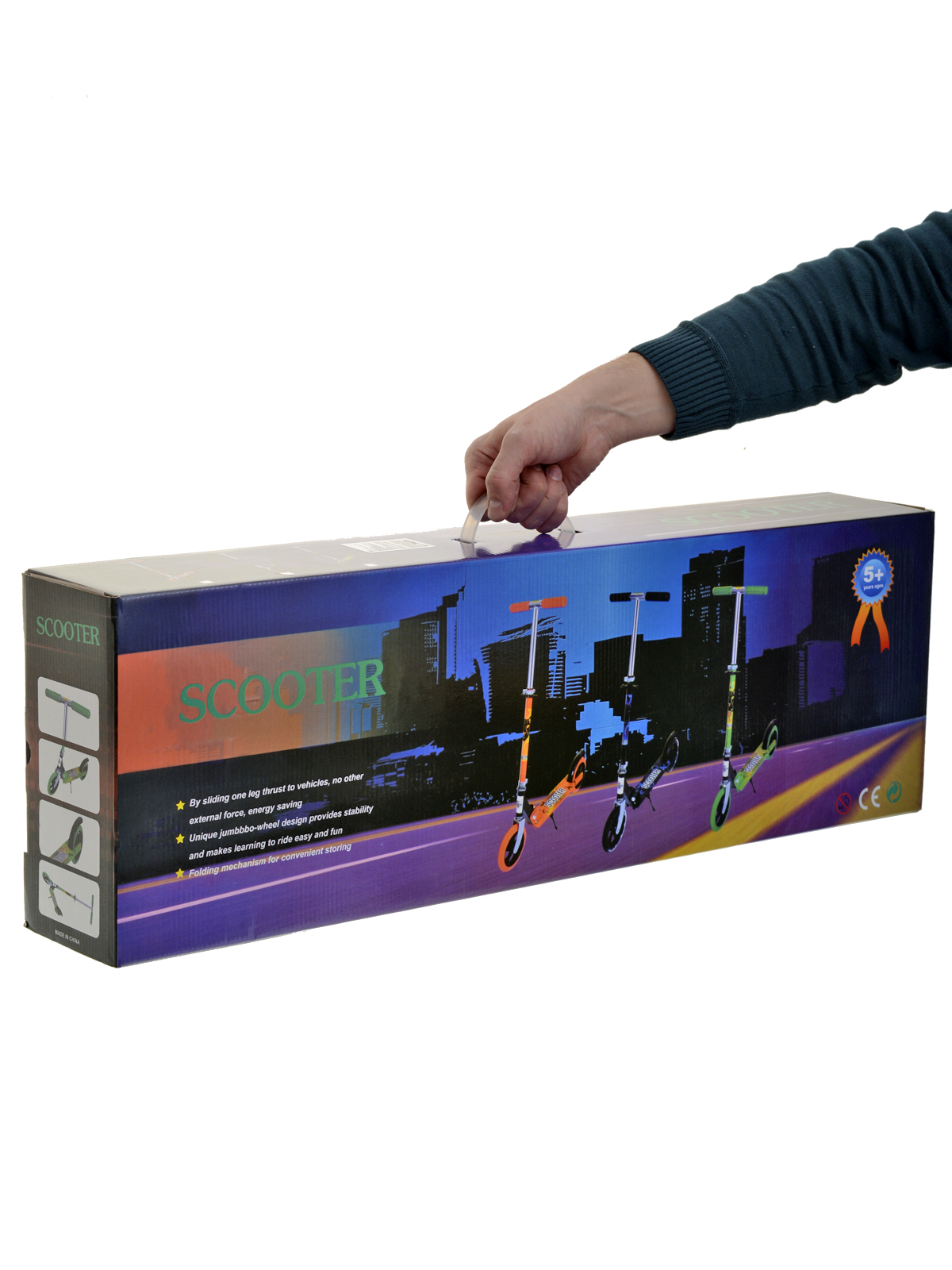 Самокат 2-х колесный SCOOTER с алюминиевой декой, цвет: серебро / GT3623AS /уп 8/ WB