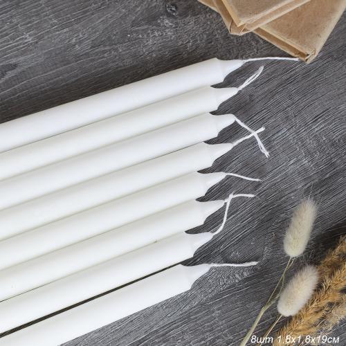 Свеча стержень белая 8 штук 19х1,8 см / G2 /уп 40/