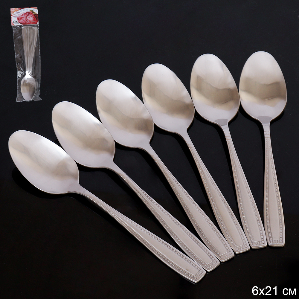 Ложка столовая 6 штук Серебро Фелина Глянец / T-530 /уп 100/ 0,37