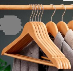 Вешалка для одежды деревянная набор 5 штук 44,5 см / P66-beige /уп 24/ OPP