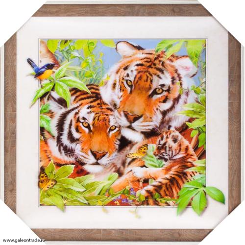 Картина 5D 40х40 053 Семья тигров / KS1912-3 /