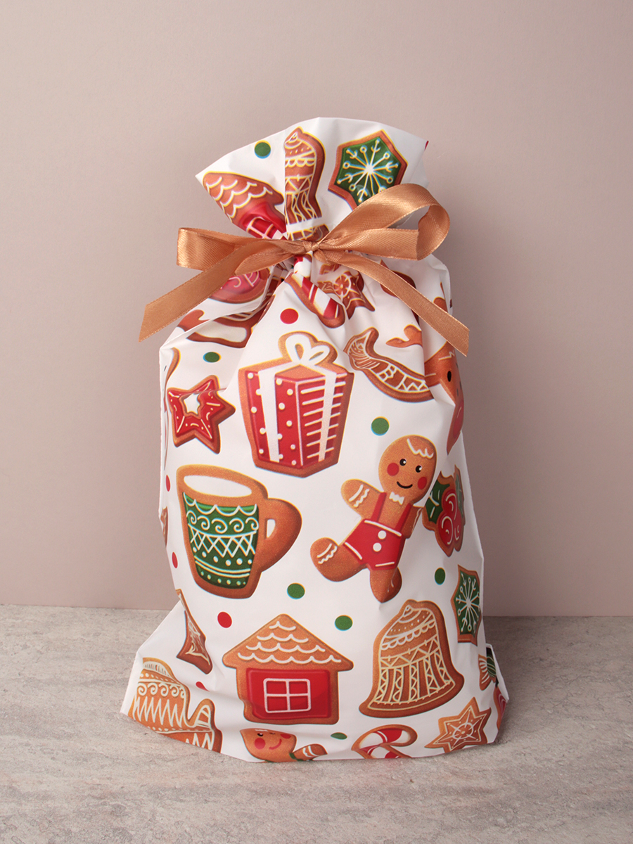 Мешочек подарочный набор 50 штук 23х34 см Новый год / YI2334-5 /уп 20/3 вида