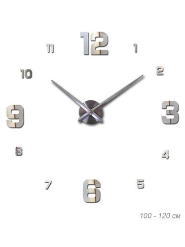 Часы аппликация 3D 100-120 см / AL005S/1 /уп 36/ серебро