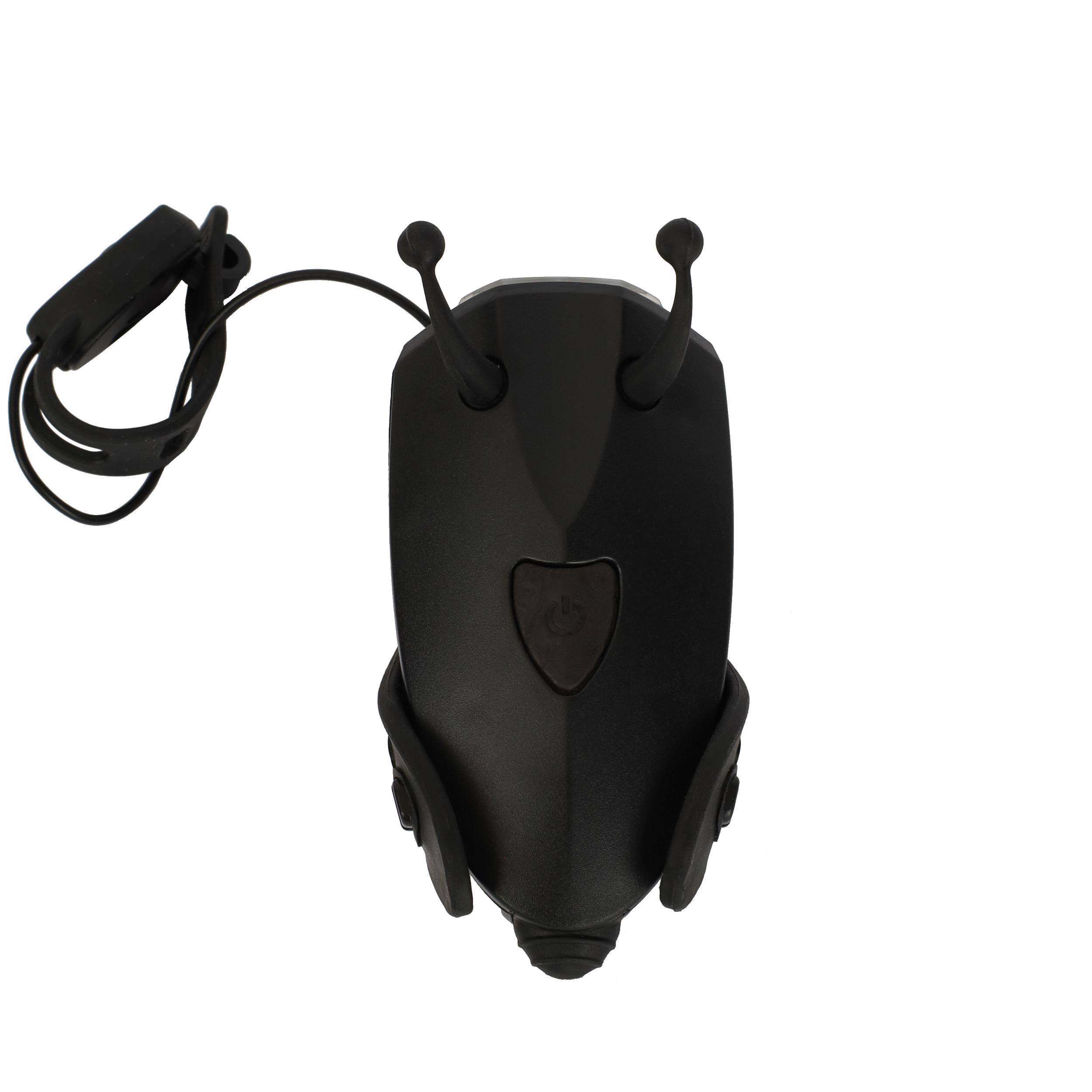 Фонарь передний детский COMIRON "JUMPER" корпус PC+Silicone, свет LED 60lm аккум 400 mAh, сигнал 120Дб влагозащищённый, вес 52гр. Черный /уп126/