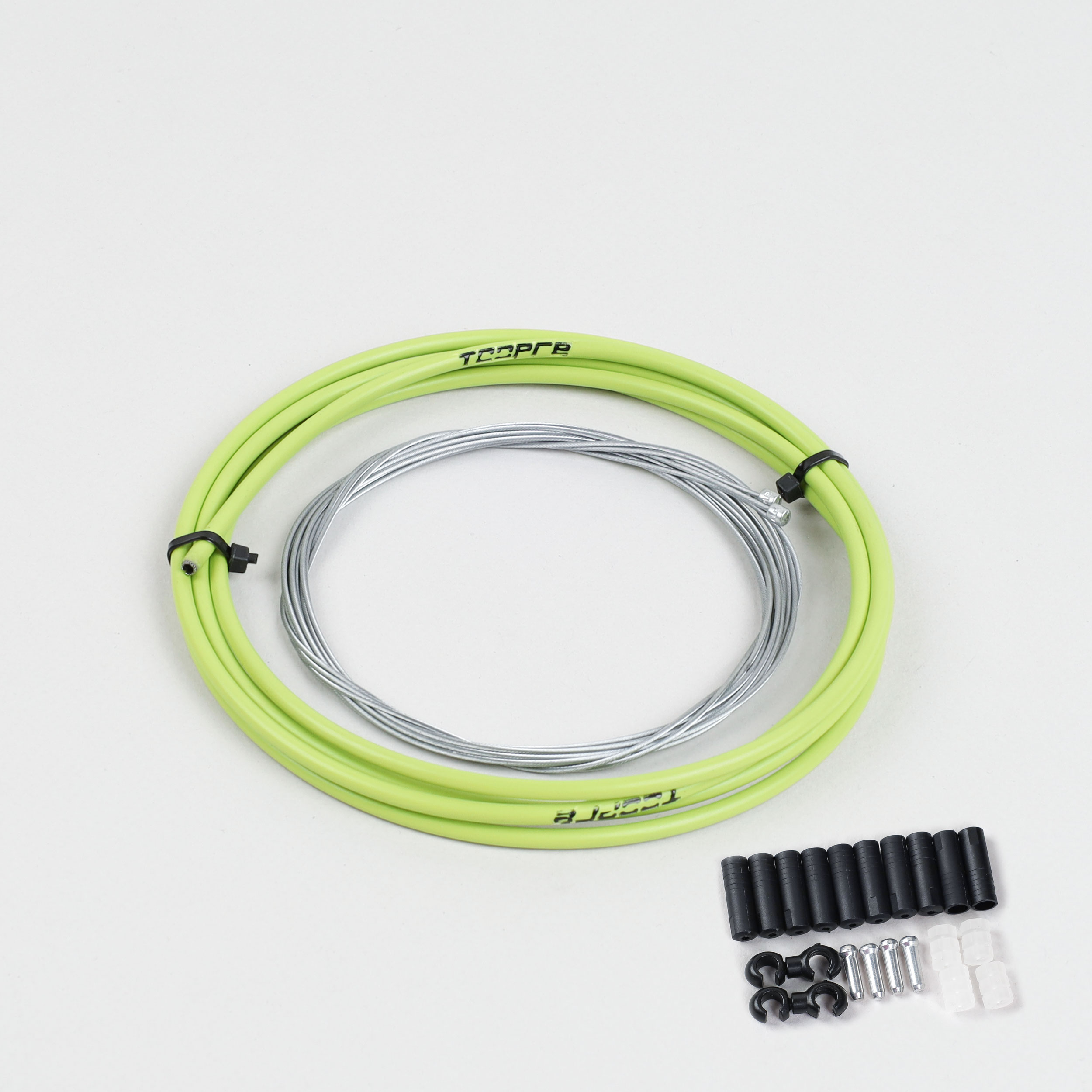 Комплект оплетки и тросов велосипеда на переключение. 1 Оплетка/2 троса/наконечники/зажимы. TOOPRE SCS-001. желтый /уп 100/