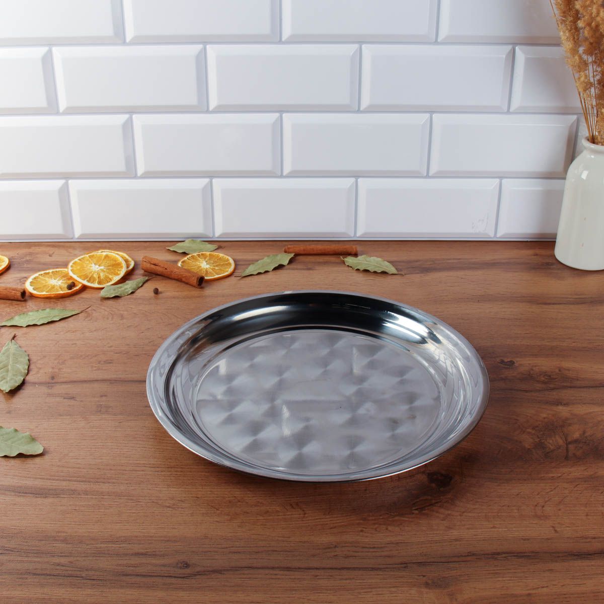 Поднос круглый 30 см металл /h=2.5 / HD-585 /уп 100/ 0.218