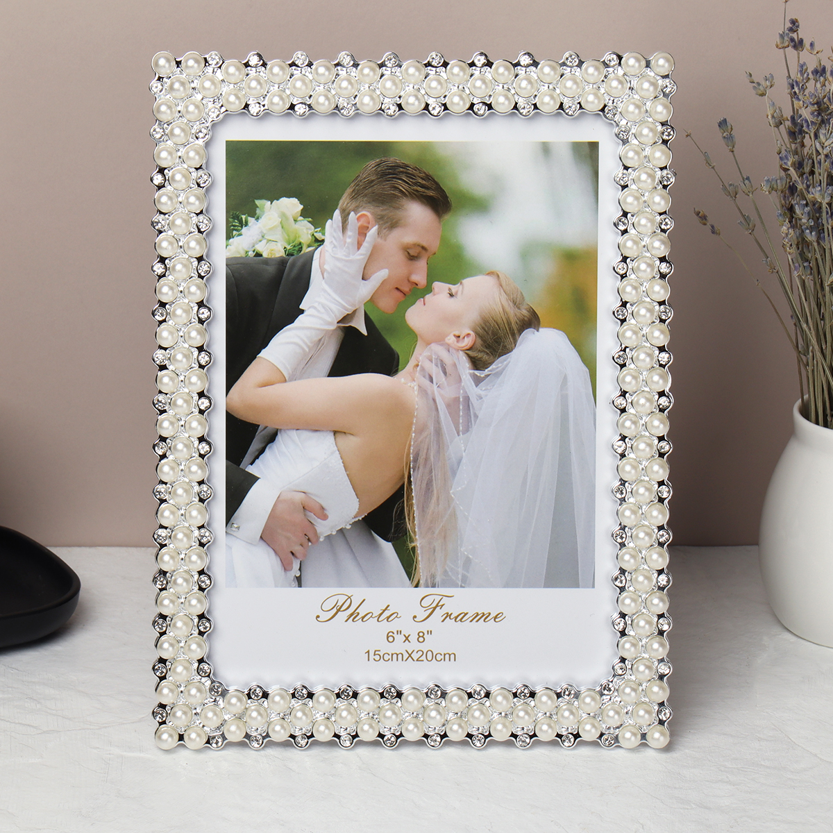 Фоторамка 15x20 стразы и жемчуг / CZ-ZQBF-C /уп 60/