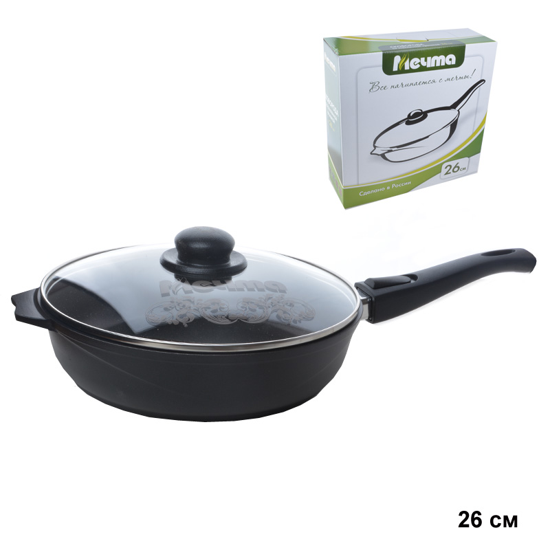 Сковорода 26 см Престиж / С026506 /уп / съемная ручка, крышка стекло