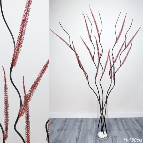 Сухоцвет набор 5 штук 150 см с блестками красный / 39-27 / 641087