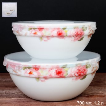 Форма для холодца с крышкой 2 предмета / SW2A (6801) /уп 18/ Розы на голубом/699356