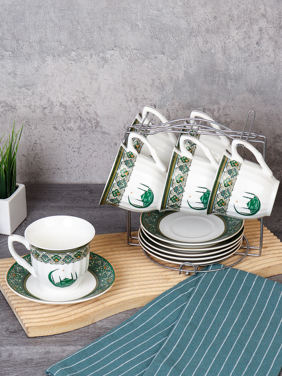 Чайный набор 12 предметов 250 мл MS / new ZSV02-12MS /уп 8/ Муслим костяной фарфор