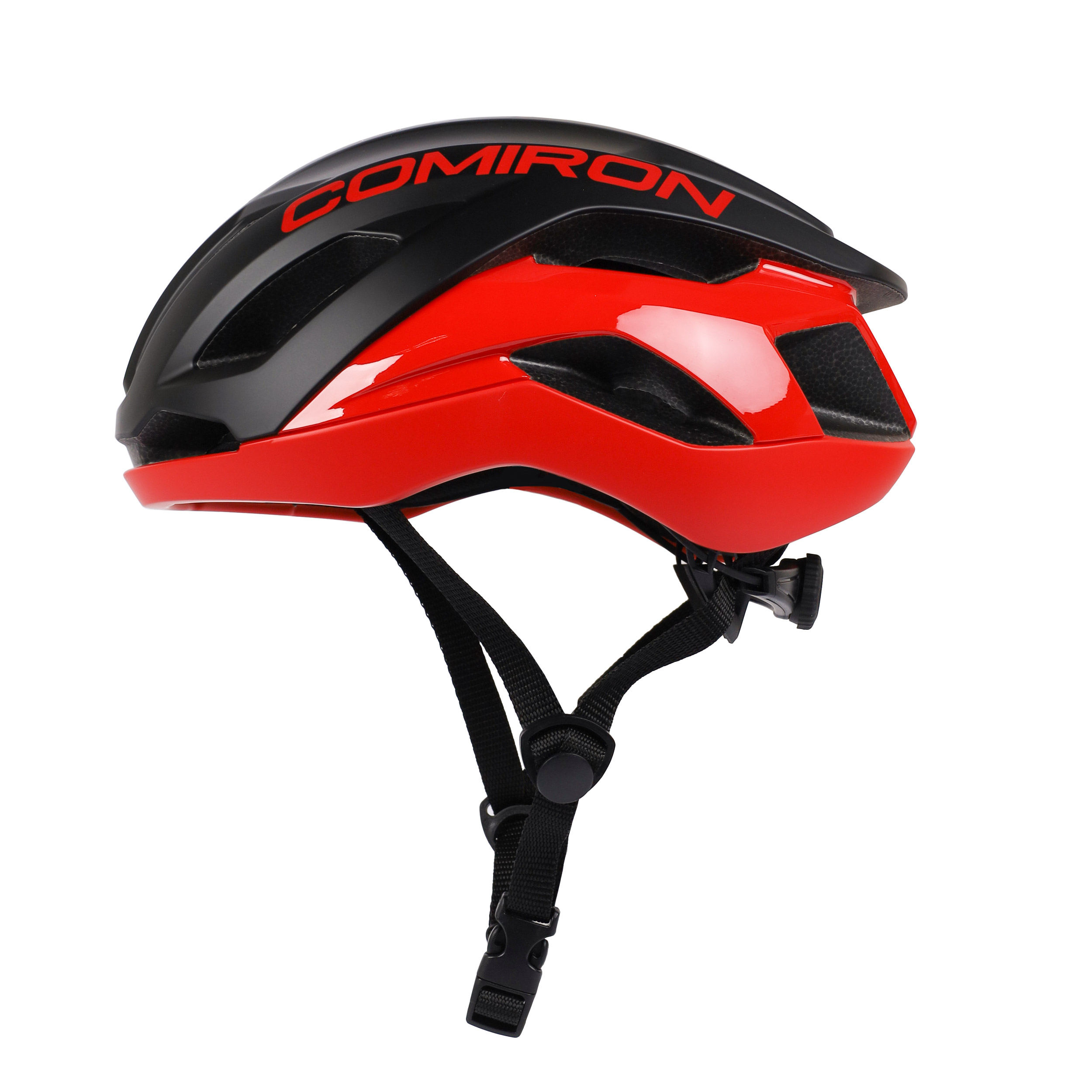Шлем велосипедный COMIRON Wind. Цвет: Black-Red. Размер: M (58-61см)  / MX-69T / уп 12