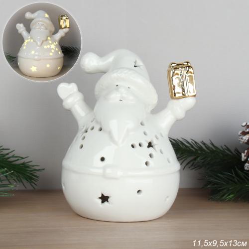 Фигурка Дед мороз с подсветкой новогодний 13 см / YZ23619 /уп 32/64/LED фарфор
