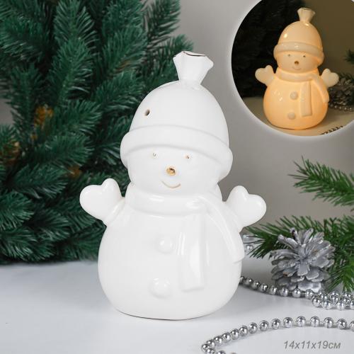 Фигурка Снеговик с подсветкой 19 см новогодний / YZ21630 /уп 24/LED