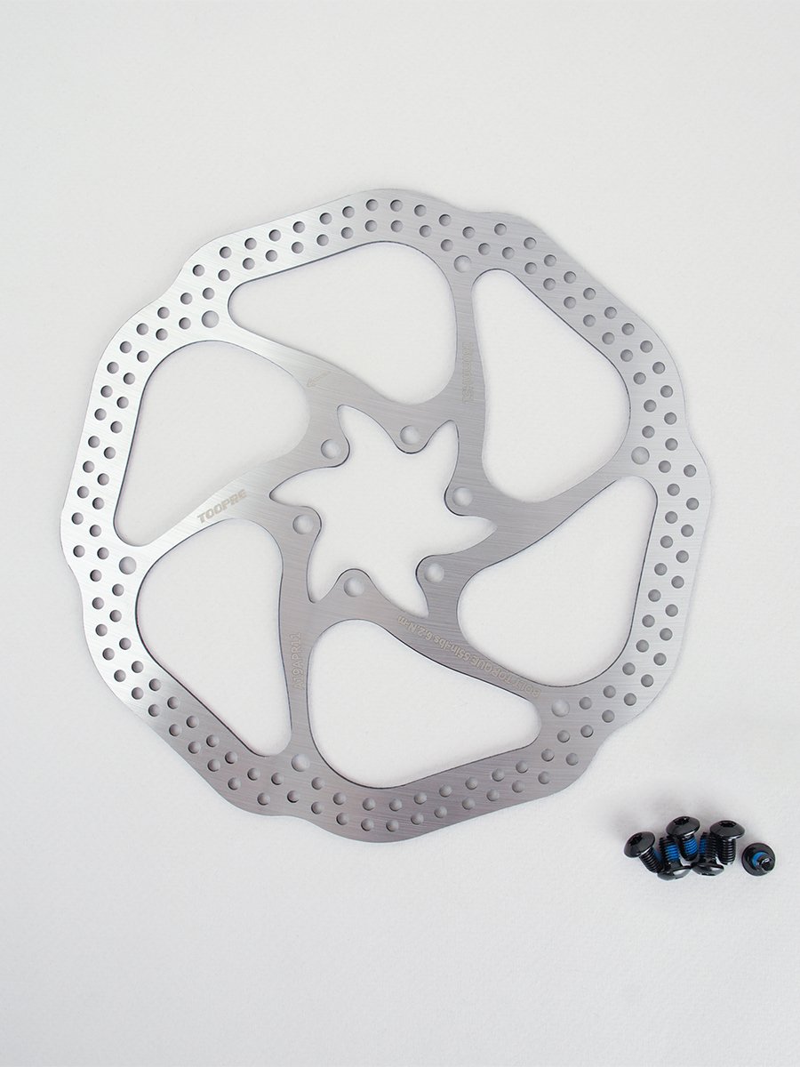 Ротор  дискового тормоза TOOPRE HS1-180silver, диаметр диска 180мм, 44мм. Толщина 1.8мм. 6 отверстий. Вес 137гр. Серебро /уп 100/