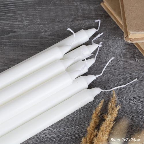 Свеча стержень белая 8 штук 24х2 см / G3 /уп 30/