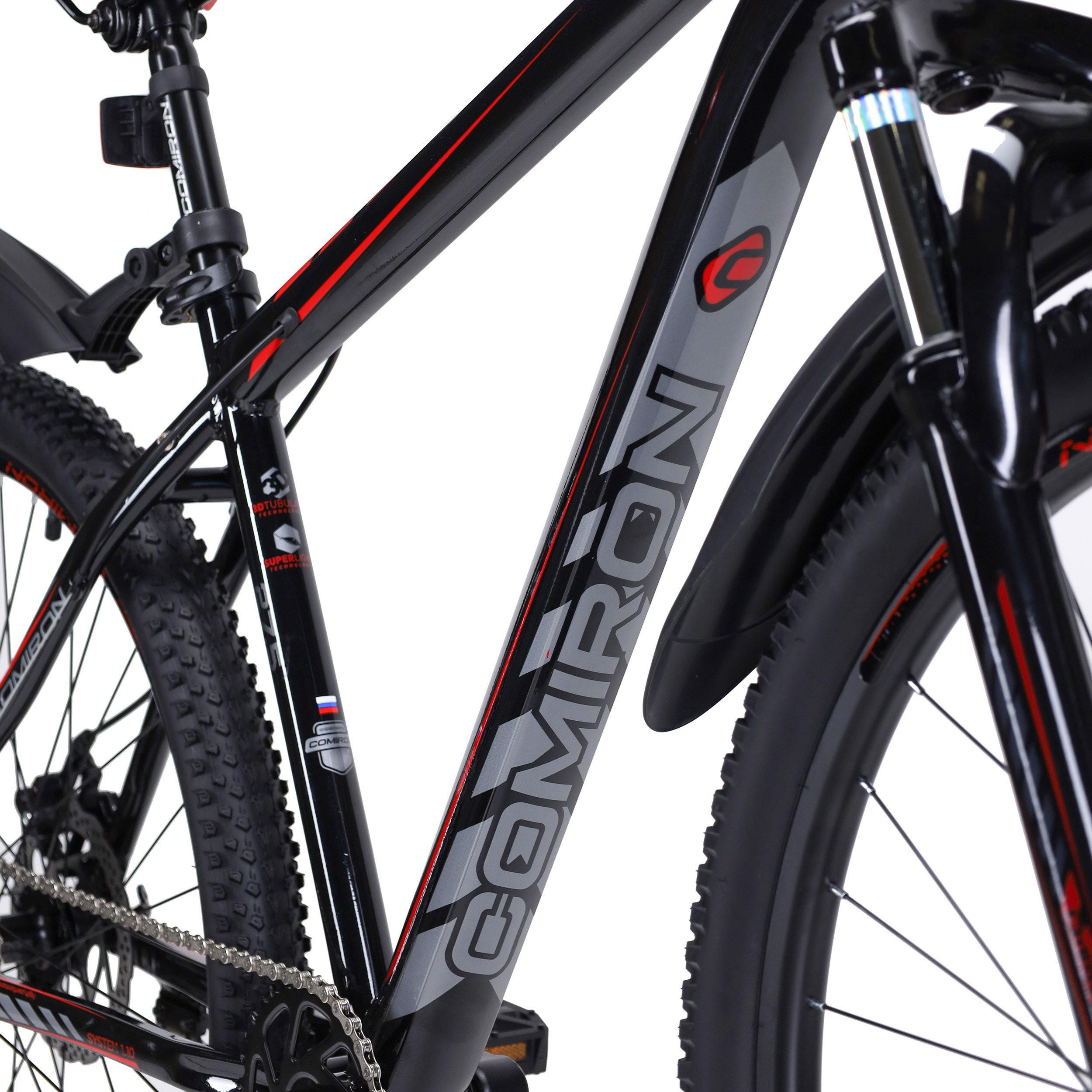 Велосипед 27,5" рама 19" 1x10sp COMIRON SYSTEM чёрный красный