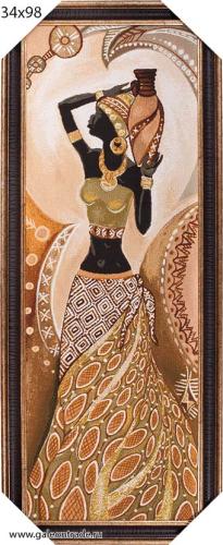 Картина гобелен 34х100 Африканка с кувшином / 10036-6  / иваново