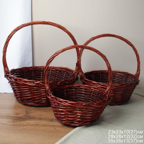 Корзина плетеная 3 штуки 33х12/27х10/22х9 см / S/3 22-42-B /уп 28/круглая