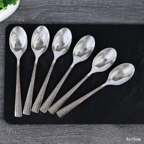 Ложка чайная 6 штук Золото Премьера Глянец / MJ0204-1/уп 100/