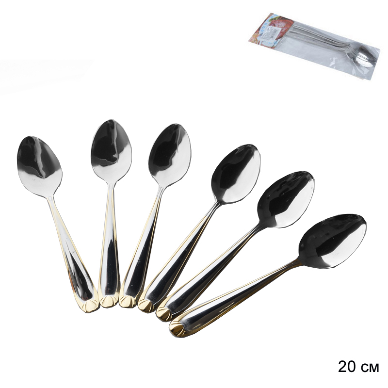 Ложка чайная 6 штук SMALL Gold / Ls-51-G /DA02-3 /уп 100/ 0.43 золото