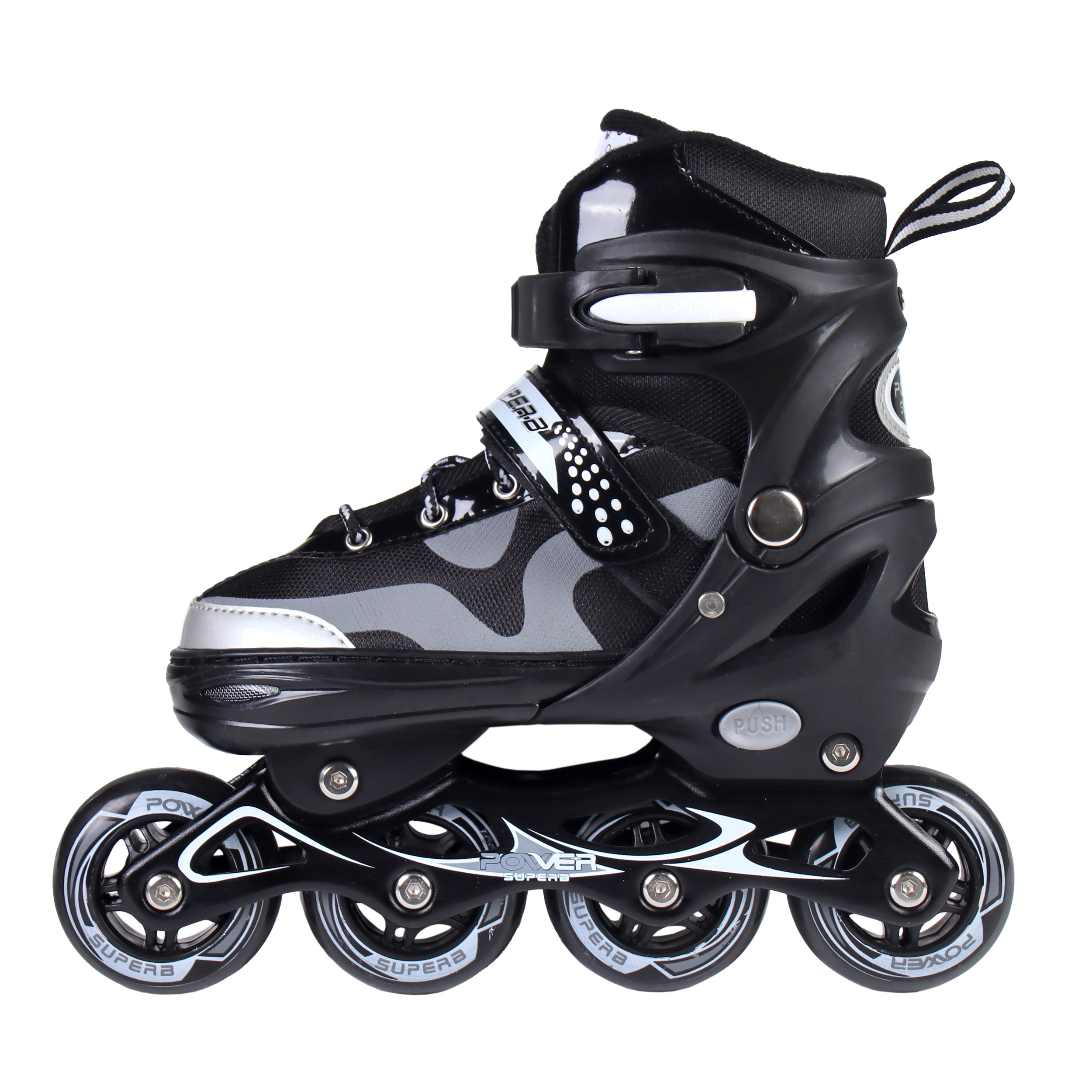 Роликовые коньки POWER / 6033 L /уп 6/ (39-42) черные